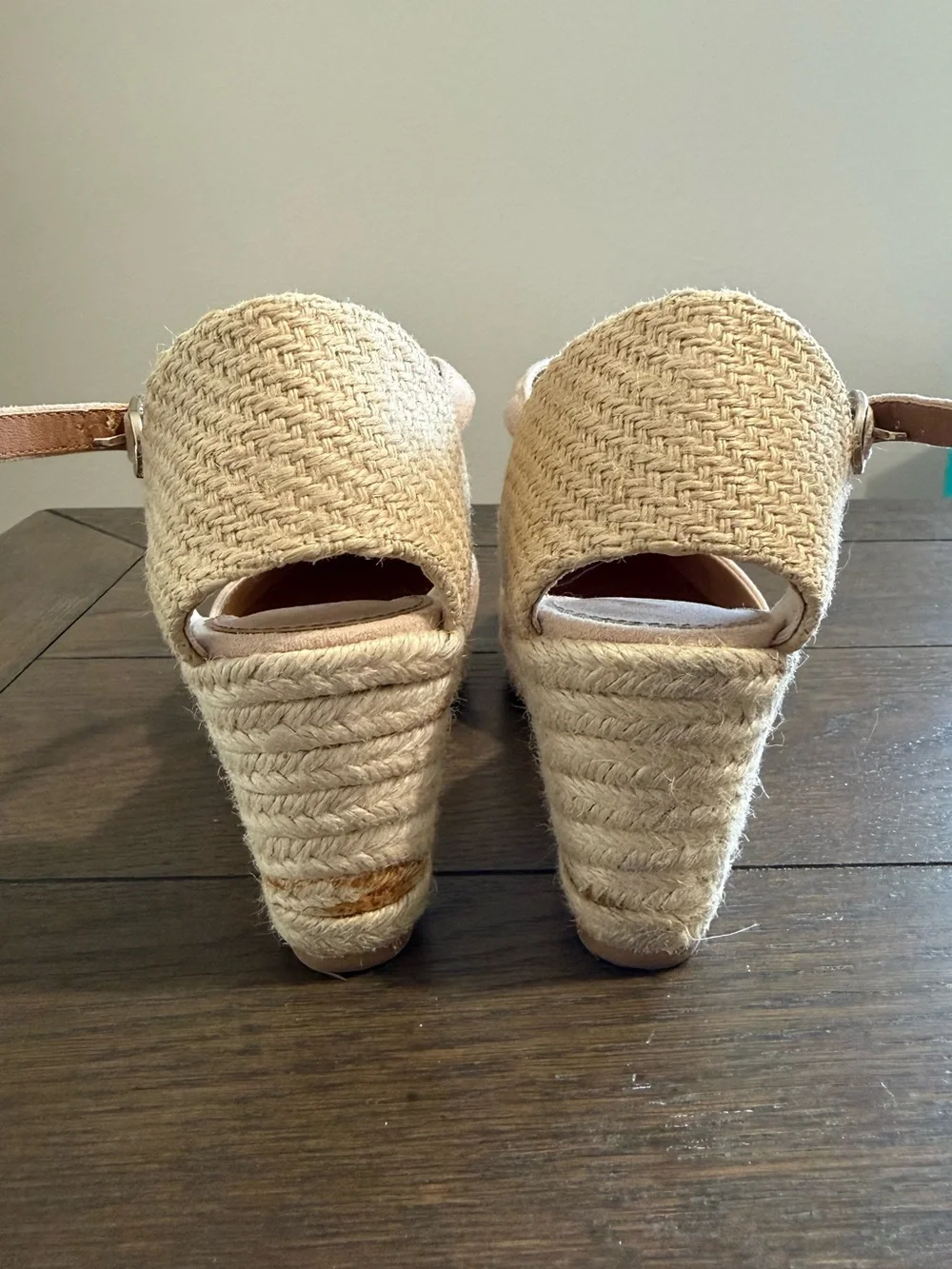 Espadrille Wedge Sandals in Blush Pink